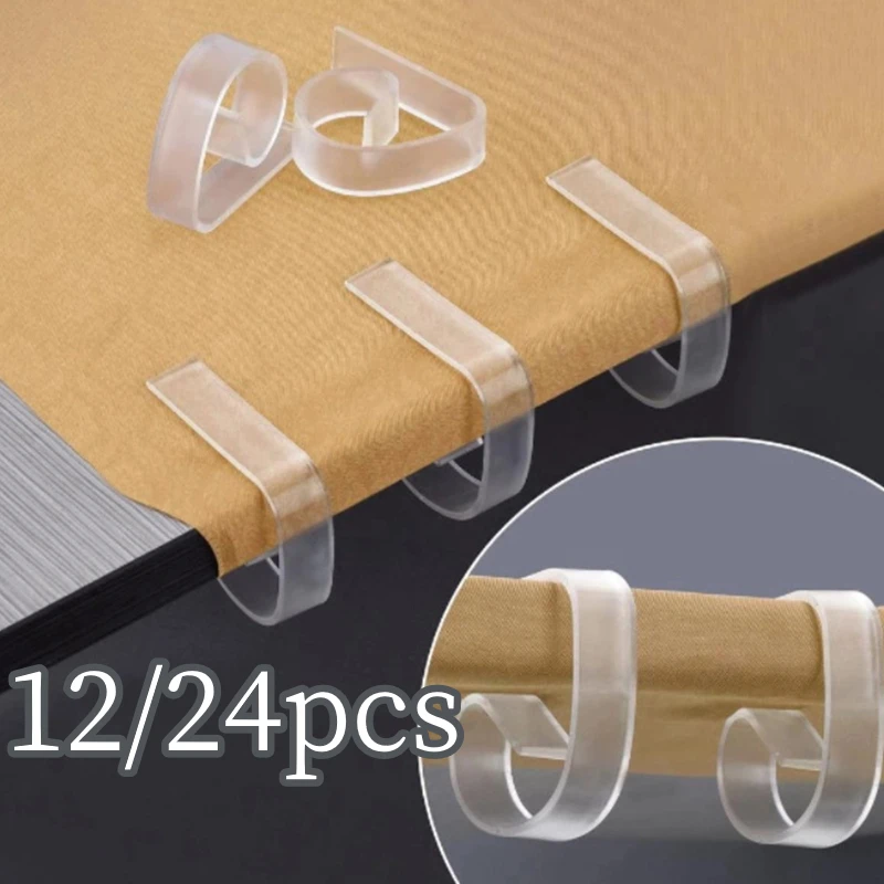 

12/24pcs Transparent Tablecloth Clips Holder Anti-Slip Table Cover Clamps for Outdoor Camping Party Wedding