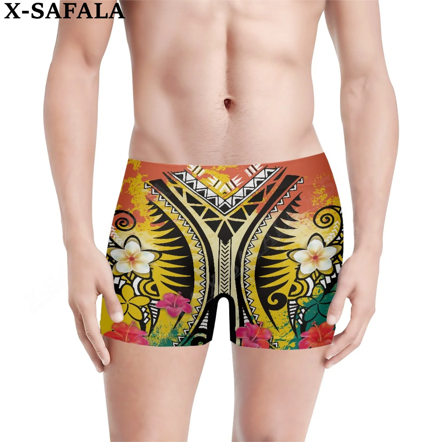 

Tahiti Tribe Polynesian 3D Print Men‘s Underwear Shorts Seamless Pants High Elastic Swimwear Beach Swimming Trunks