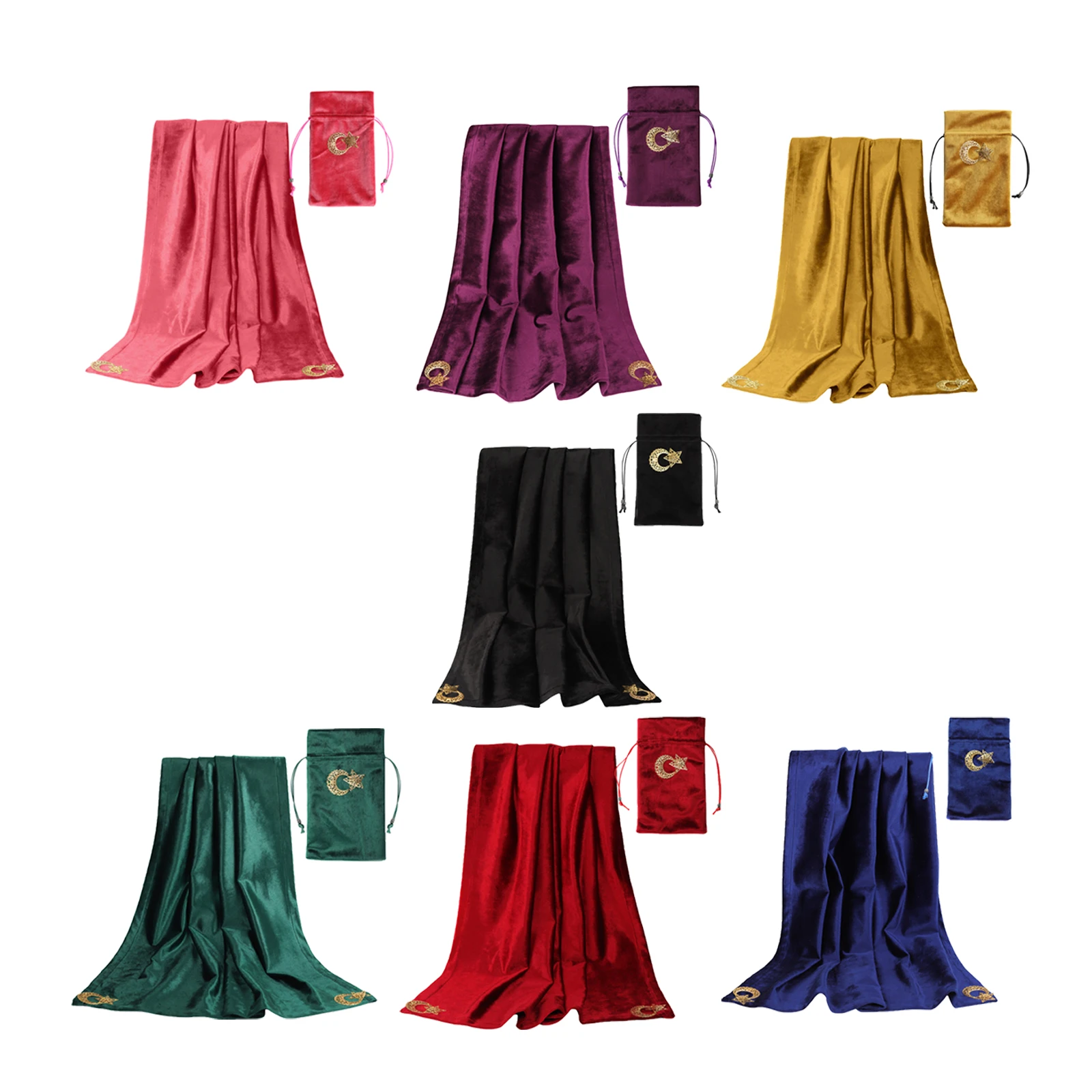 

Classic Thick Velvet Table Cloth Astrology Card Games & Star Pattern Tablecloth w/ Drawstring Pouch