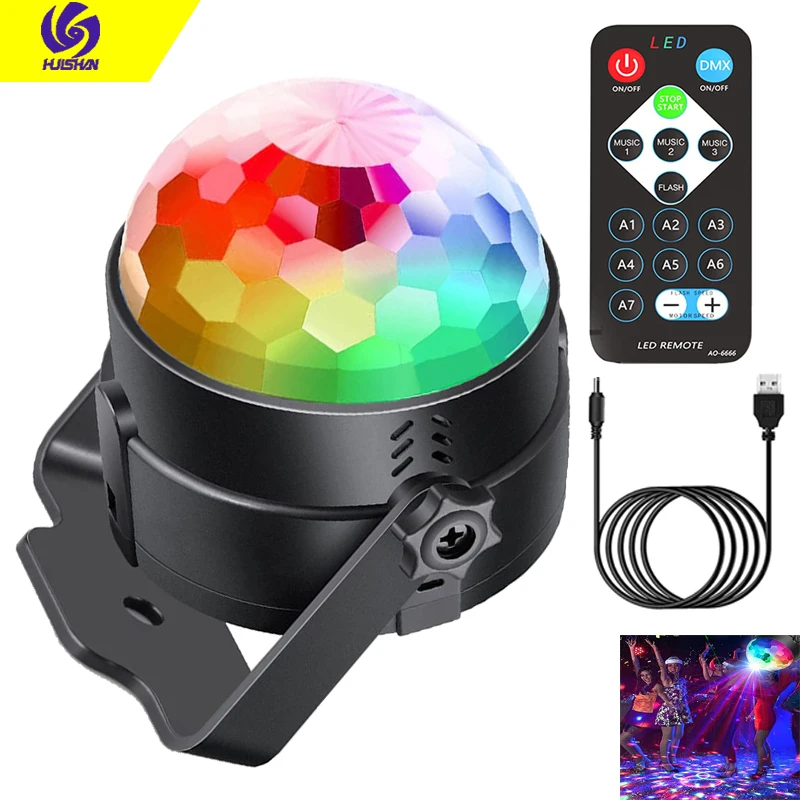 

RGB сценический светильник, вращающийся волшебный светильник со звуковой активацией, KTV-бар, DJ вечерние НКА, Клубная вечеринка, день рождения,...
