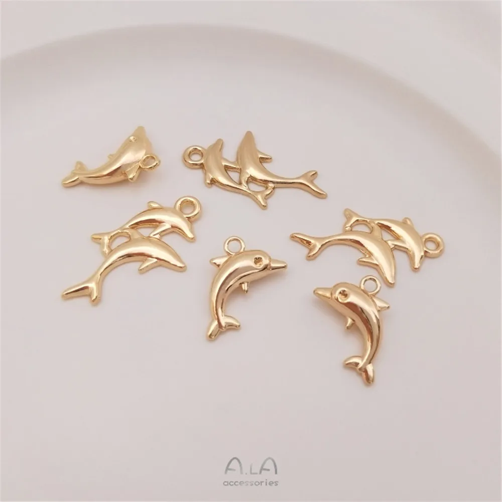 

14K Gold Filled Plated Dolphin pendant handmade DIY bracelet anklet pendant handmade material