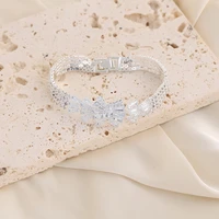 silver plate shining bow bride zircon bracelet high grade alloy jewelry accessories for woman