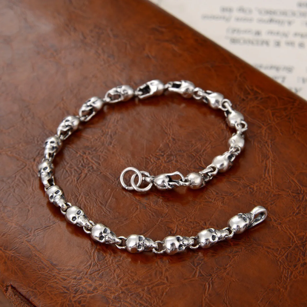 Мужская цепочка из серебра 925 пробы с черепом