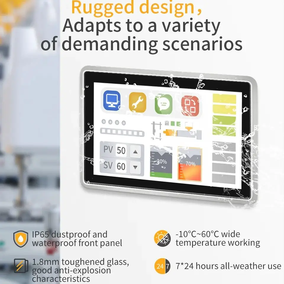 IXHUB 10 1-дюймовый монитор Android Ubuntu IP65 водонепроницаемый промышленный встроенный