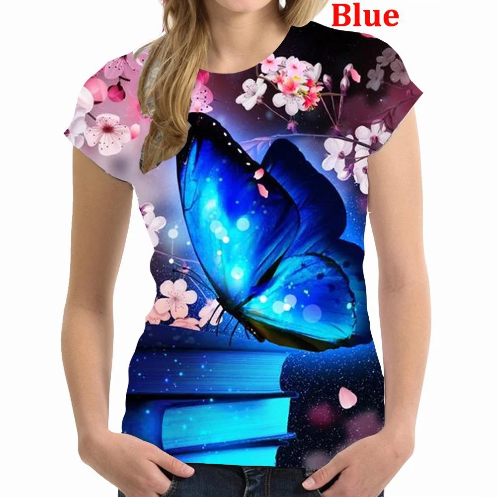 

Butterfly 3D Printing T Shirt Women Funny Short Sleeved Tees Women Tops Pullover Tee