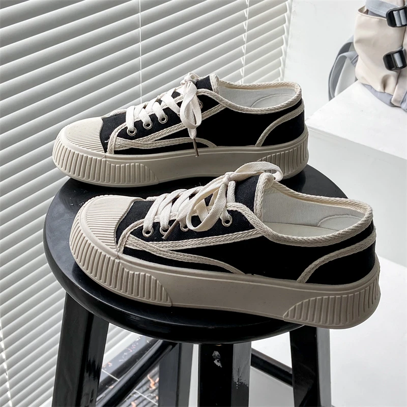 New Thick Soled Canvas Shoes for Women New Spring and Autumn Versatile Shoes Casual Sports Shoes Retro Board Shoes