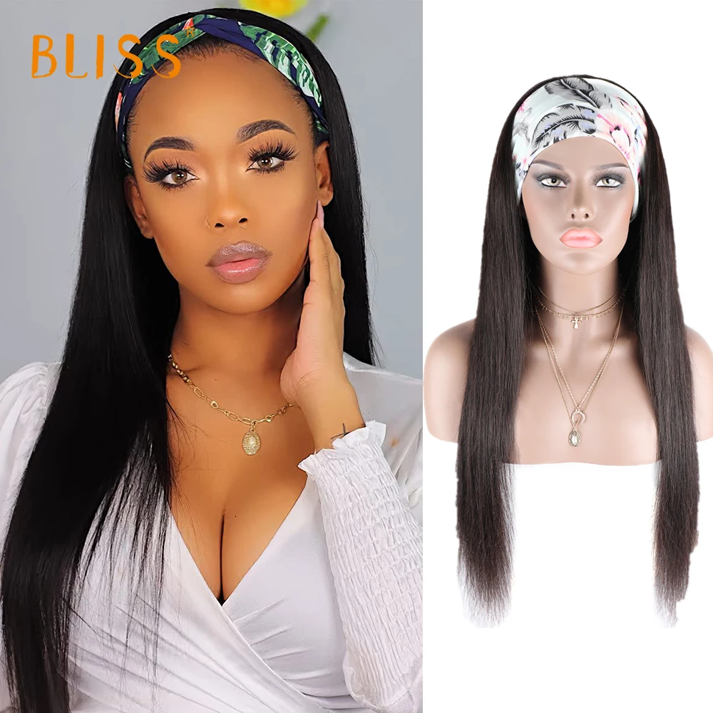 Bliss Blonde Straight Headband Wig 22 26 Inches Deep Curly Human Hair Wig Orange Long Straight Hair Wig for Women Brazilian Hair