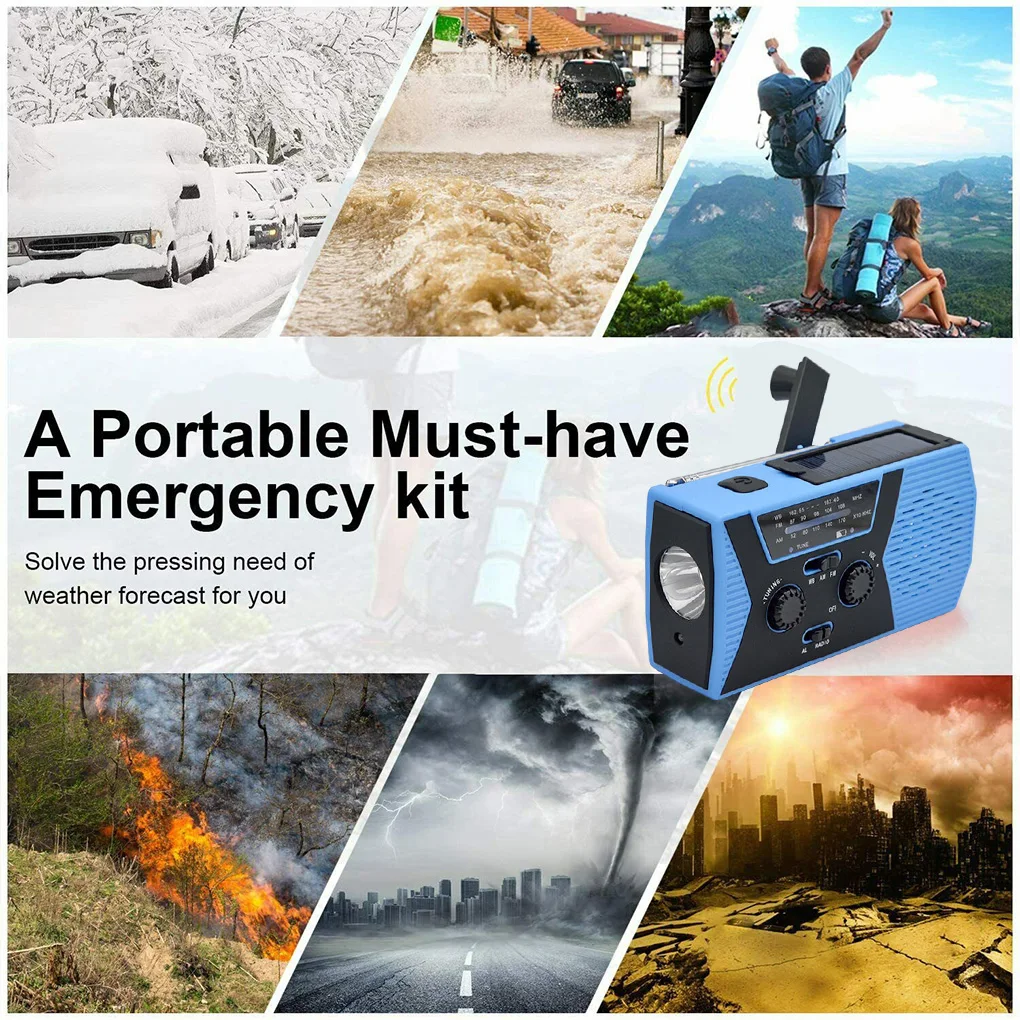 usb phone emergency 2000mah charger hand crank radio weather amfmnoaa for outdoor charger camping equipment survival tool free global shipping