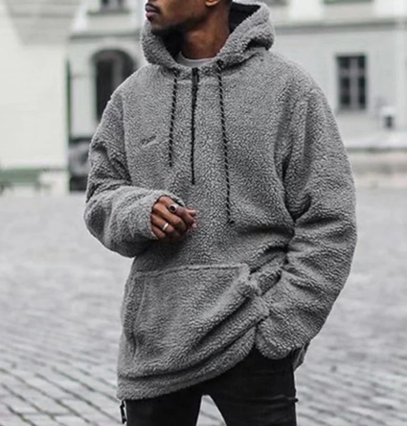 

New Fashion Casual Cotton Men's Hoodie Plush Long Sleeve Hoodie Collar Casual British Youth Hoodie Pocket Autumn And Winter Set