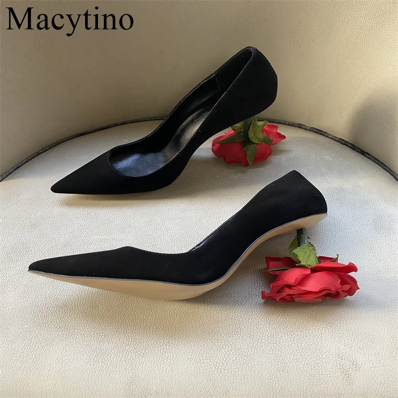 Sexy Patent Leather High Heels Pumps Women Unique Rose Flower Heel Pointy Toes Slip On Strange Style Banquet Shoes