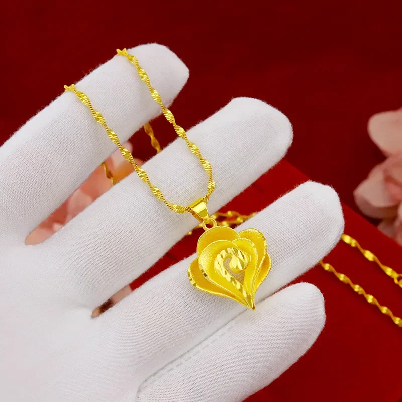 Ожерелье Xiangyun Love из настоящего золота 9999 желтого 24 карата