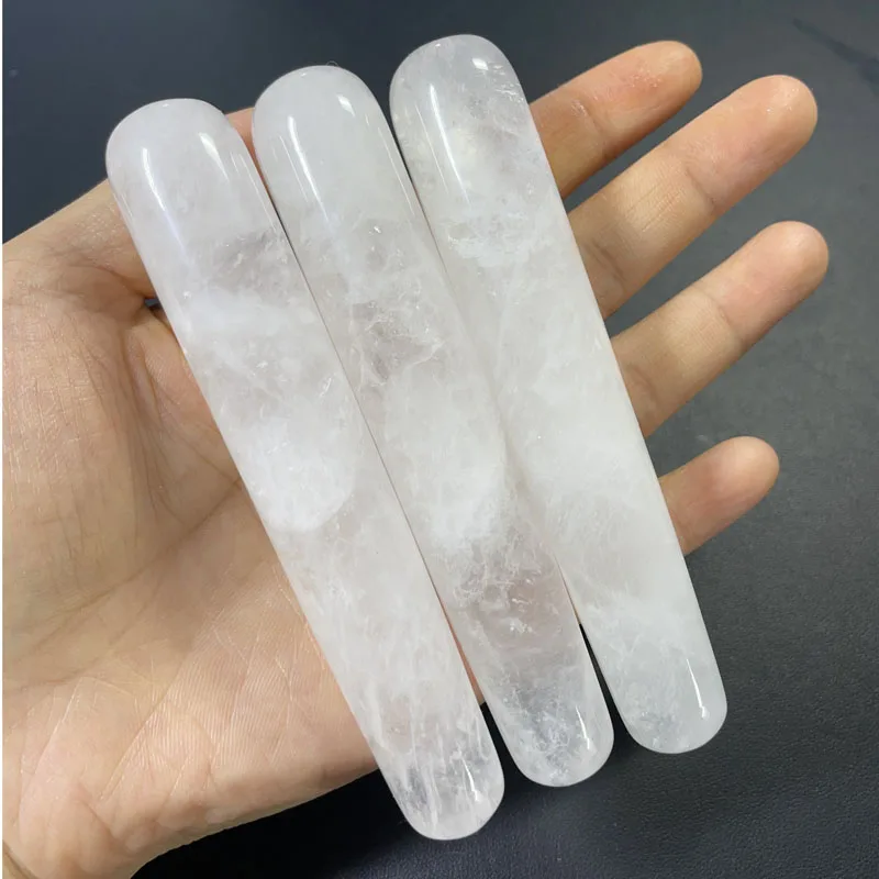 

Natural White Crystal Massage Stick White Crystal Original Stone Polishing Massage Stick Acupoint Pointing Pen Beauty Salon Faci
