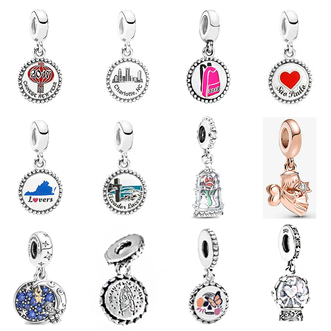

100% 925 Sterling Silver Fashion Original Pan Pendant Retro Love DIY Bracelet Pendant Necklace Lady DIY Jewelry Gift