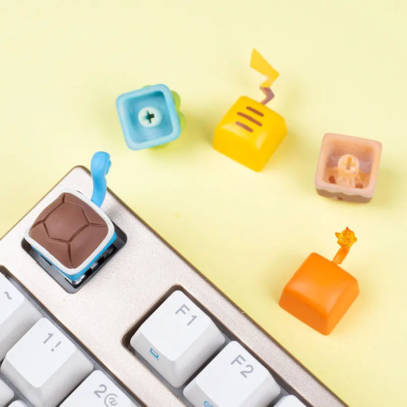

DIY Wholesale Resin Mechanical Keyboard Personality Keycap Pokémon Keycap Cross Shaft Pocket Small Fire Dragon Jenny Turtle