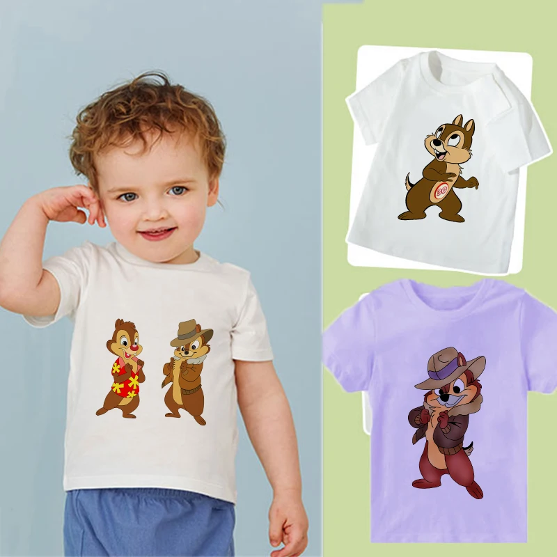 

2022 New Disney Summer Cute Anime Fashion Boys And Kawaii Beautiful Girls T-shirts Cartoon White And Purple Crew Neck Print Top