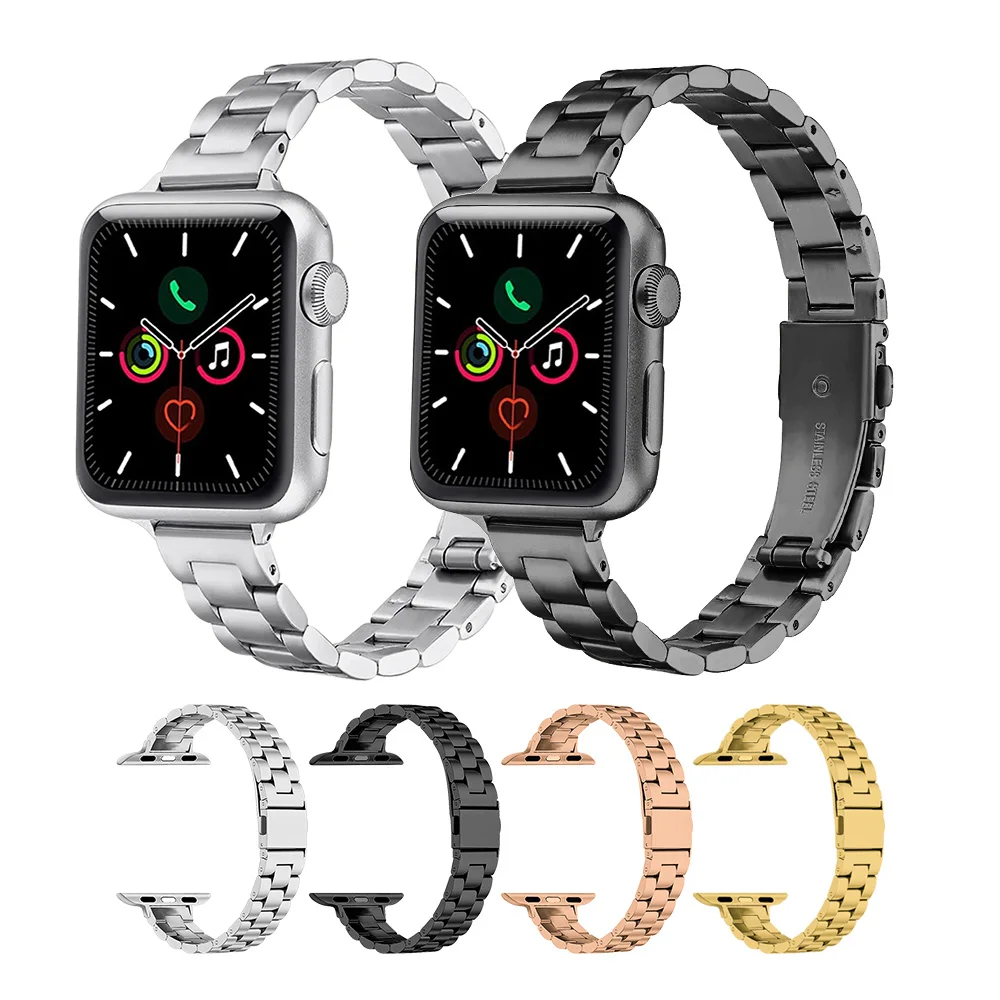 

Ремешок из нержавеющей стали для Apple Watch 7 41 мм 45 мм 6 SE 5 4 40 мм 44 мм, тонкий металлический браслет для iWatch 3 38 мм 42 мм, женский браслет