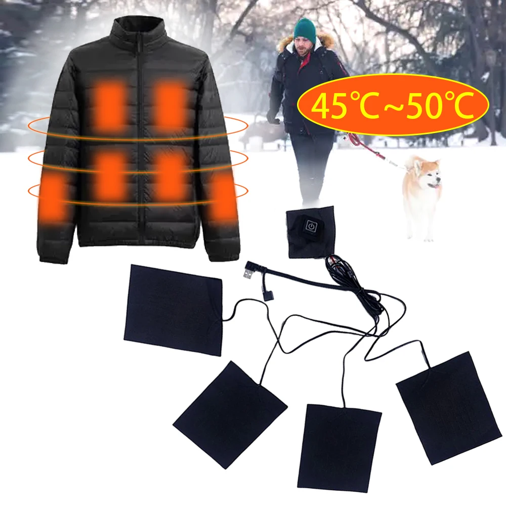 

Подушка для подогрева одежды с USB, зимняя 4 в 1, с электрическим подогревом, куртка с 3 режимами, регулируемая температура, нагревательная Подушка, уличные нагревательные жилеты