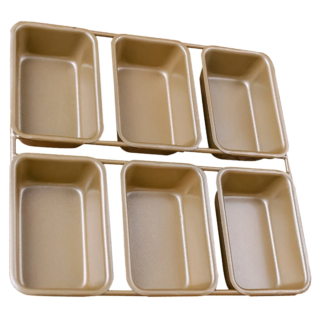 

Rectangular Non-stick Baking Mold 6 Grids Baking Plate Tray Toast Mould Household Baking Gadget Cake Mold (Golden)