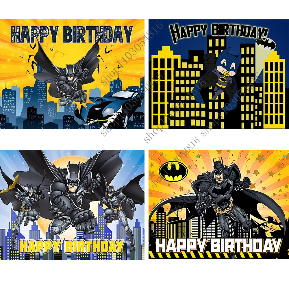 DC The Batman Photography Backdrop Birthday Decoration Banner For Kids Custom Background Photo Studio Vinyl Polyester