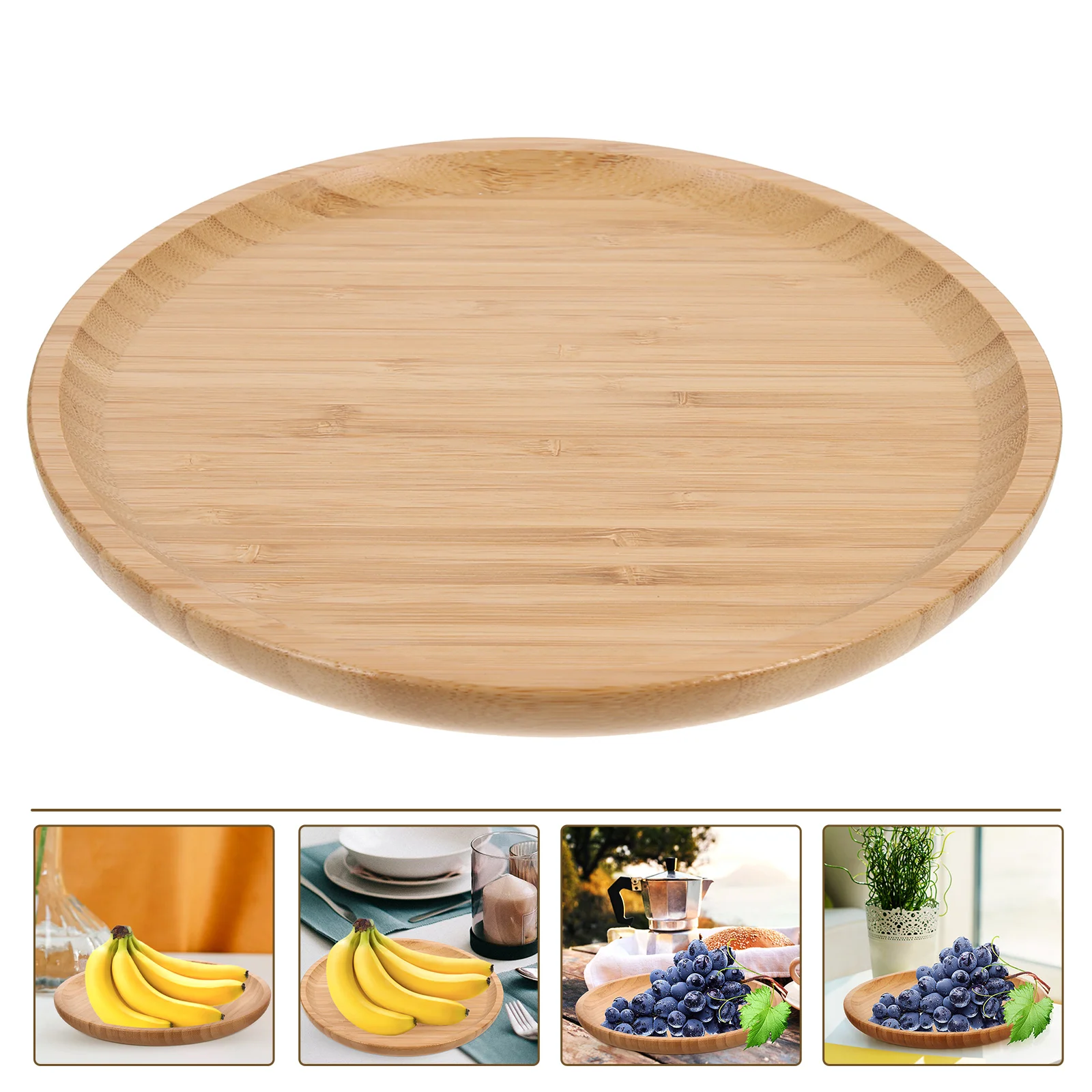 

Round Wooden Plate Fruit Bread Small Plate Household Wooden Serving Plate