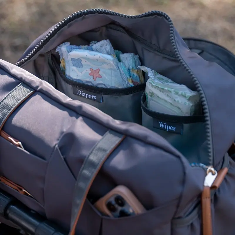 Oliver Let’s Go Tote Diaper Bag with Changing Pad and Stroller Straps, Gray