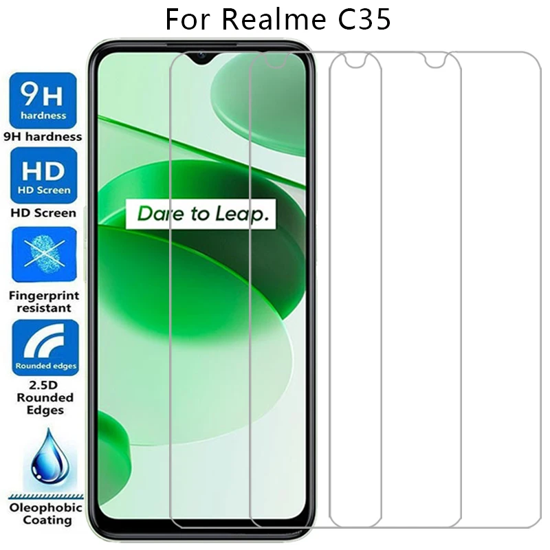 Закаленное стекло для Realme C35 чехол телефона realmec35 c 35 35c задняя крышка 360 Realmi Reali Reame