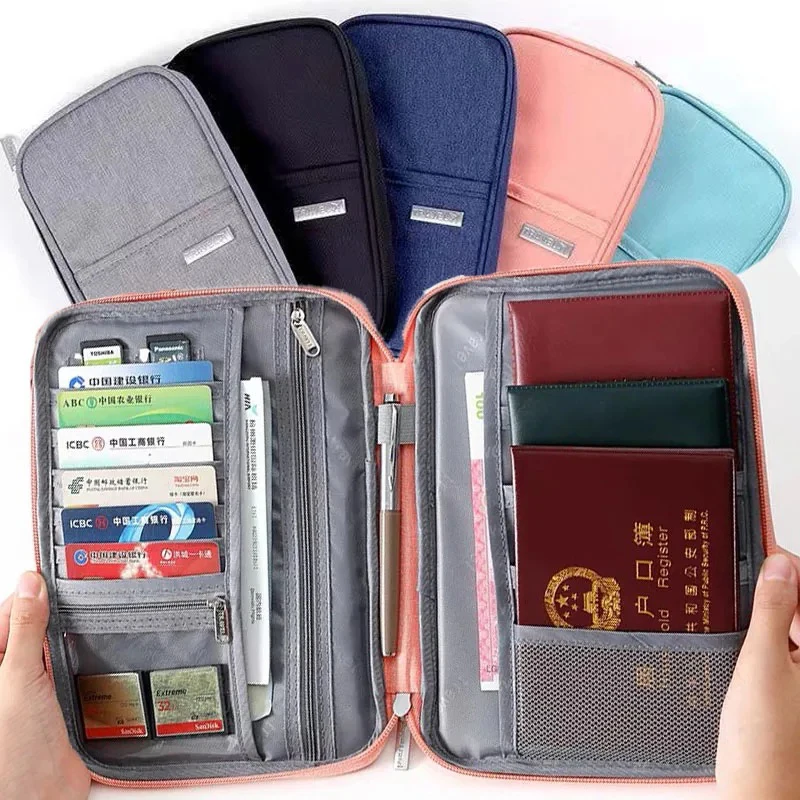 

Wallet Family Passport Holder Travel Document Storage Organizer Portable Waterproof Document Bag Cardholder Storage Accessories