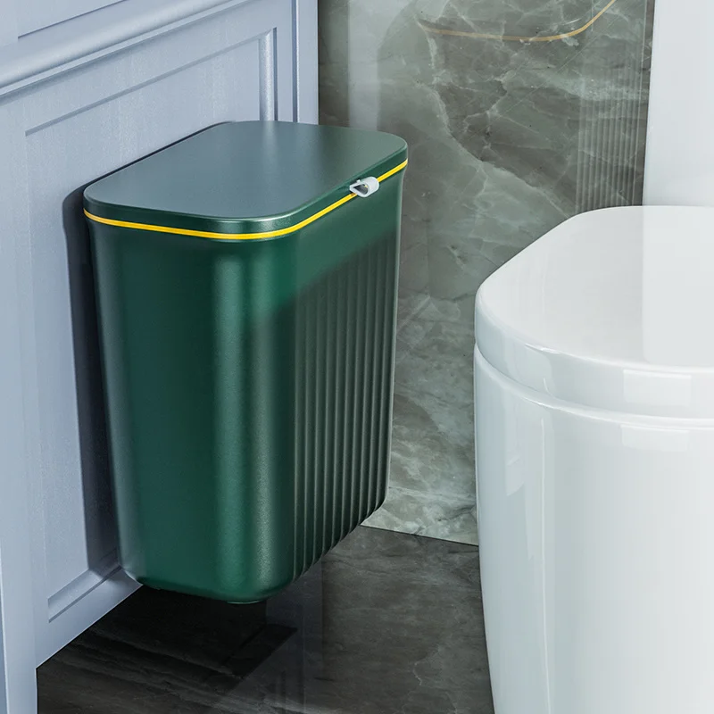 

Living Room Dustbin Trash Can Wall Mounted Cover Hotel Rectangle Trash Can luxury Rectangle Cubo De Basura House Accessories