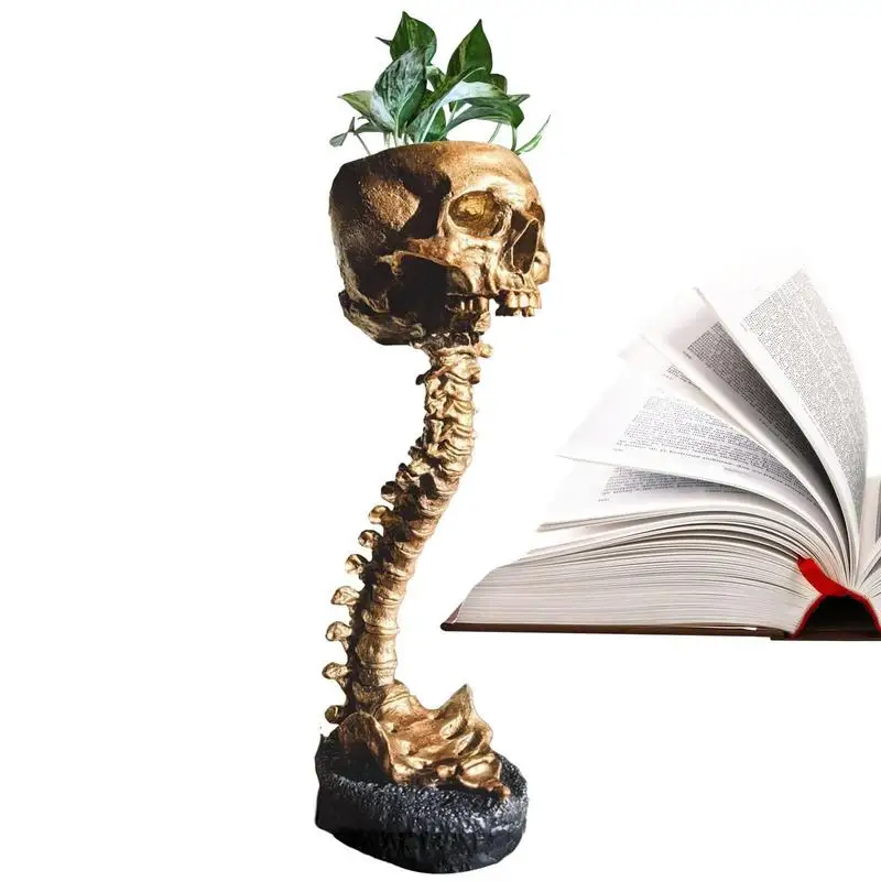 

Spine Stand Skull Planter Indoor Plants & Flowers Serving Bowl Skeleton Home Decor Goth Spooky Decor Halloween Style Skull Head