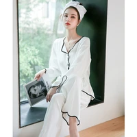 2022 new womens pajamas spring and autumn simple long sleeve cotton loose temperament home clothes thin style can be worn out
