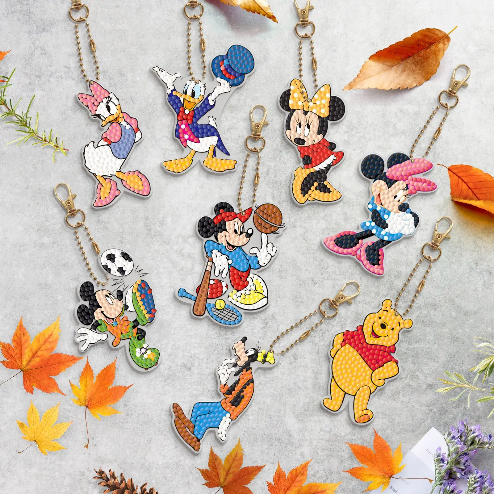 

Disney DIY Diamond Drawing Keychain Cartoon Animal Pendant Number Colored Diamond Embroidery Handmade Mosaic Children's Toy Gift