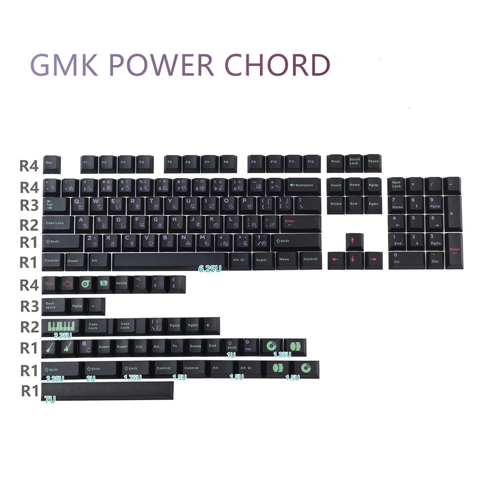 

Колпачки для клавиш аккорда GMK Power, 146 клавиш/комплект, колпачки для клавиш с сублимационной печатью PBT, колпачки для клавиш в виде вишневого профиля с переключателем 7U Spacebar 1.75U 2U
