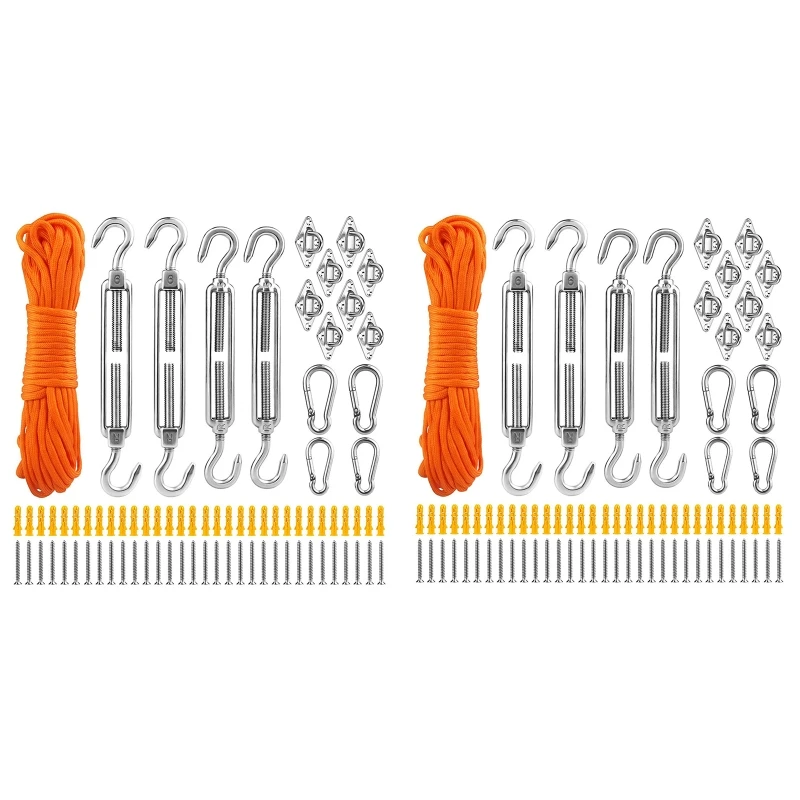 

Shade Sail Fixing Accessory Heavy Duty Garden Patio Sun Shade Sail Canopy Fitting 81pcs Rectangle Awning Attachment Set