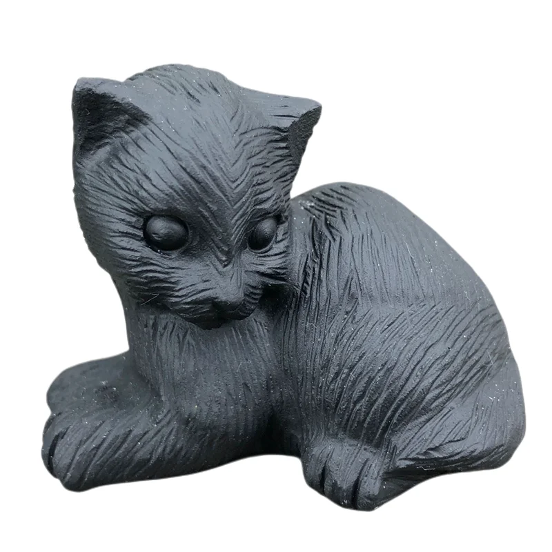 

Натуральные Черные искусственные животные, кошка, резьба, полированные кварцевые лечебные камни, драгоценные камни для украшения дома