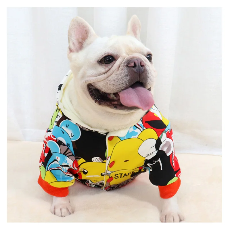 

Утепленный зимний свитер для мопса, теплая Тедди для французских собак, одежда для дизайнерской собаки, Бархатные наряды с мультяшным рисунком щенка, бульдога