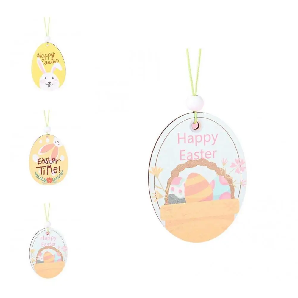 

Tree Ornament Chic Burr-free Delicate Decorative Easter Wood Pendant Holiday Supplies Egg Ornament Easter Pendant