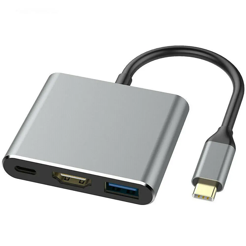

NEW ER QI HDMI Typ C HUB HDMI Adapter USB C zu HDMI Adapter USB 3.1-3.0 (GRAU)