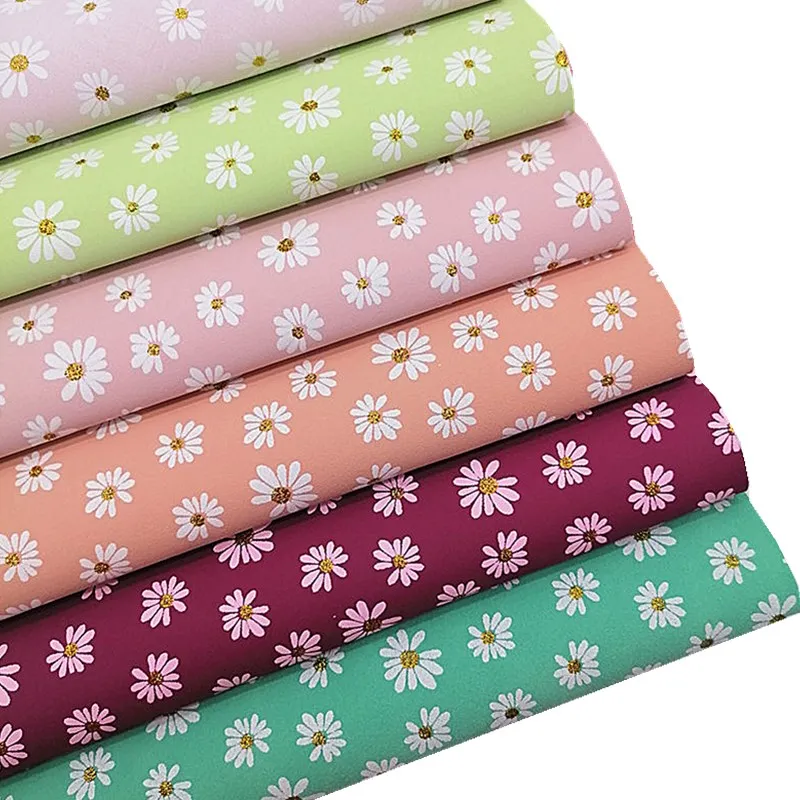 Искусственная кожа, с золотыми цветами, с принтом 