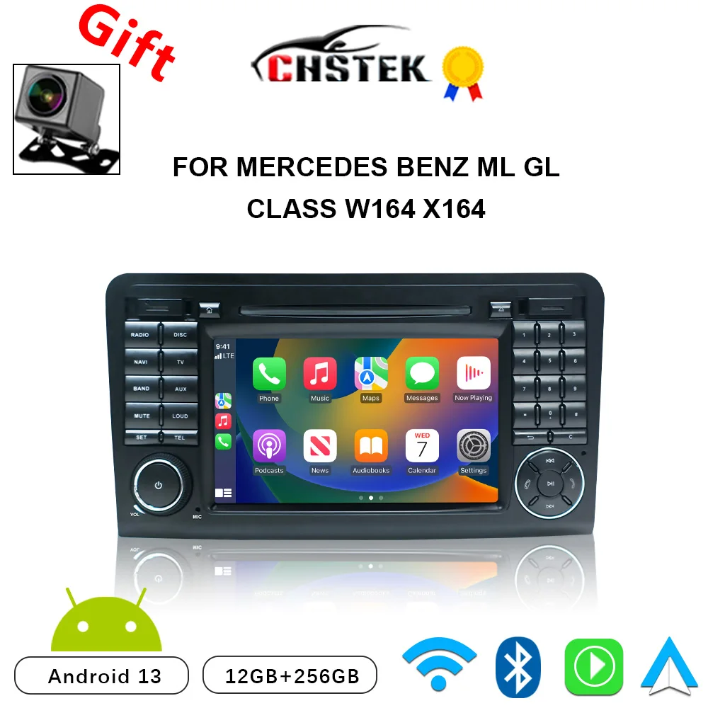 Автомобильный радиоприемник CHSTEK Android 13 Carplay для Mercedes Benz ML/GL Class W164 X164 ML350 ML300 ML320 ML280