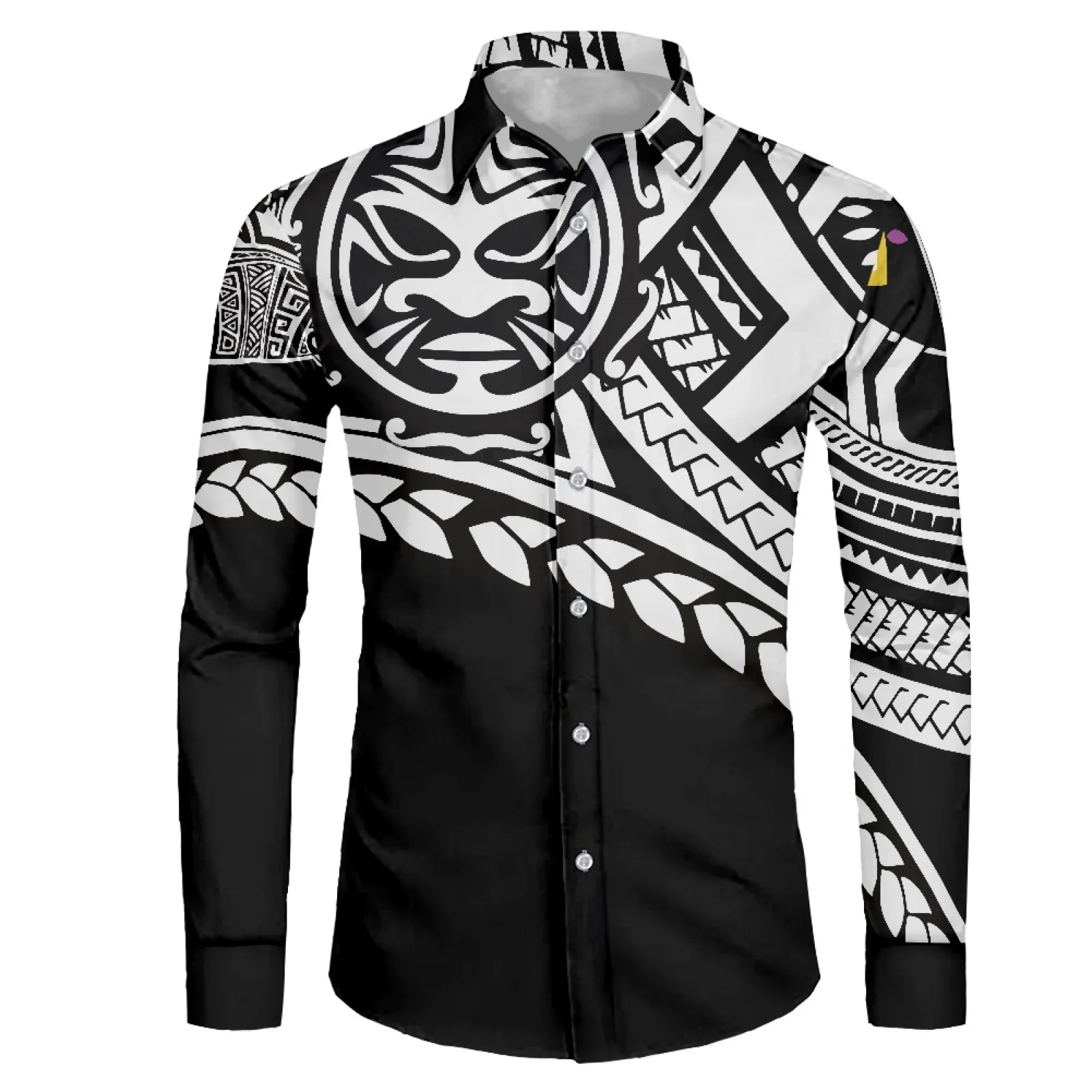 

Рубашка мужская с длинным рукавом, полинезийский этнический тотем, тату, Фиджи, принты, Повседневная сорочка, Классический крой, рабочая одежда для мужчин