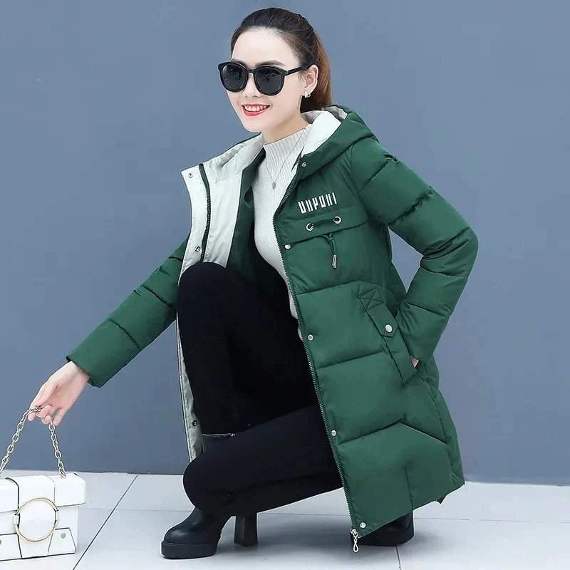 2022 Winter New Down Cotton Coat Womens Fashion Slim All-match Casual Padded Jacket Women Large Size Thick Hooded Warm Parkas
