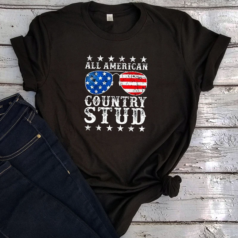

4th of July T Shirts Funny USA Flag Shirt Plus America Flag Tshirt Women 2021 New Memorial Day Gift Tops American Country XL