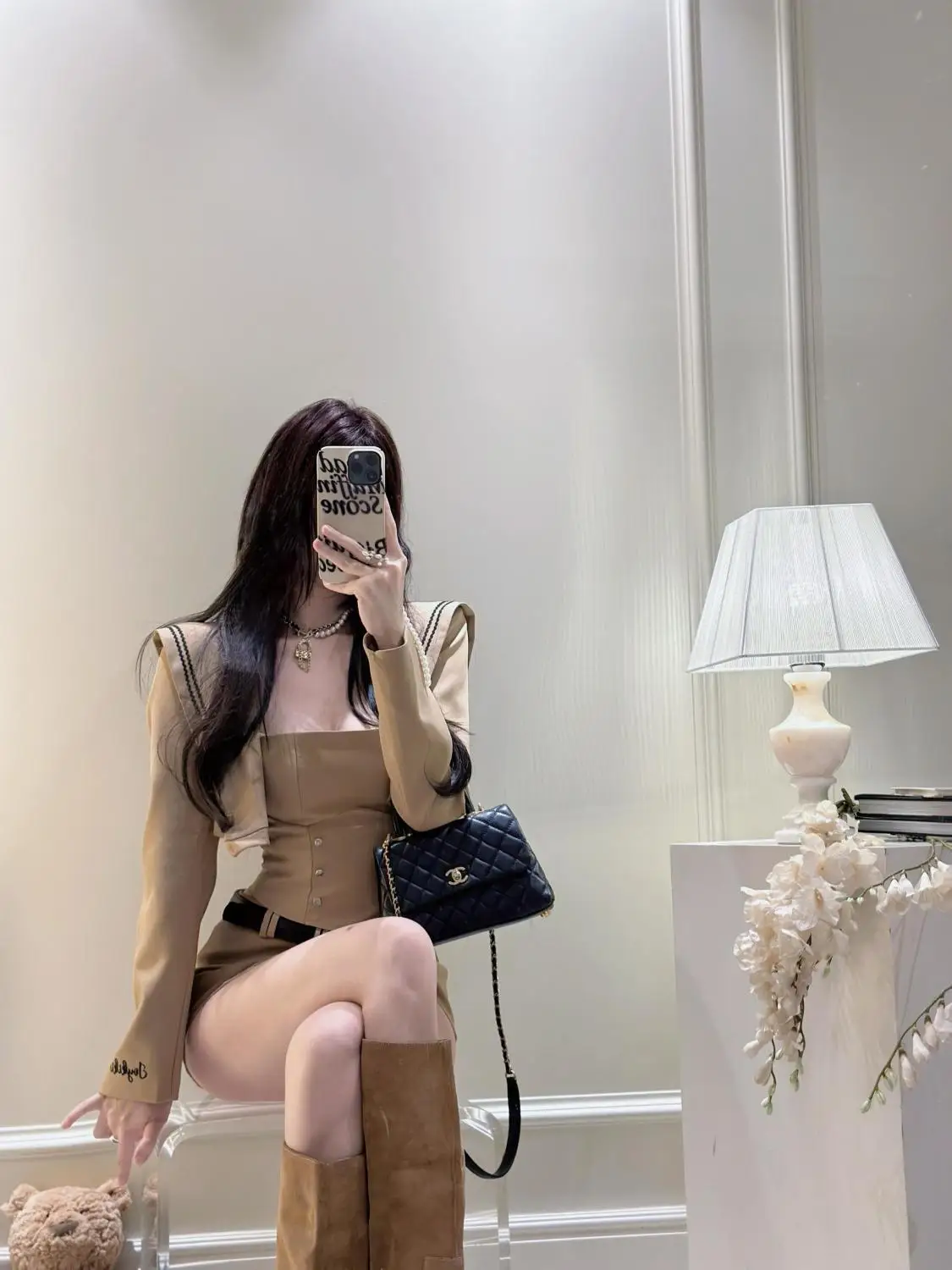 Зимний французский коричневый студенческий стиль новый комплект из 3 предметов