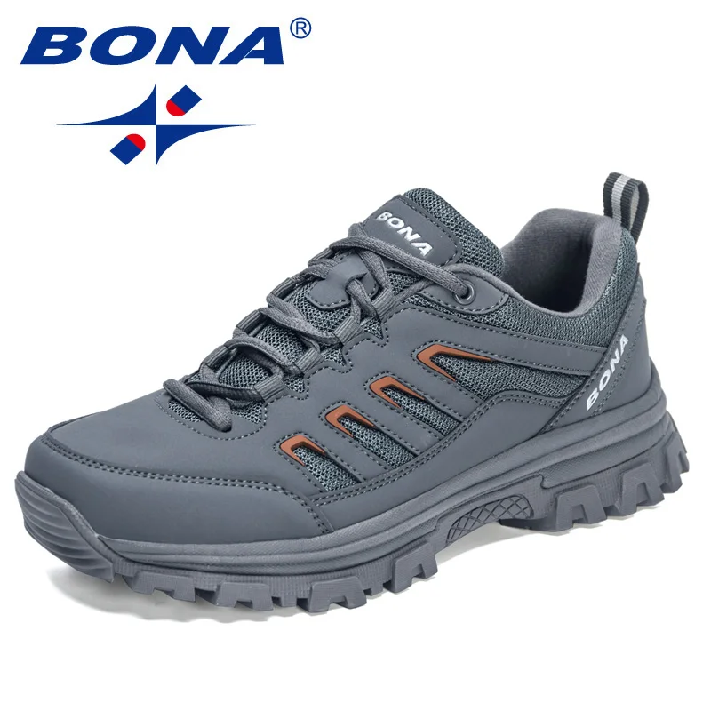 BONA 2022 New Designers Hiking Shoes Mesh Fabric Climbing Shoes Men Outdoor Trekking Sneakers For Man Rubber Sole Walking Shoes