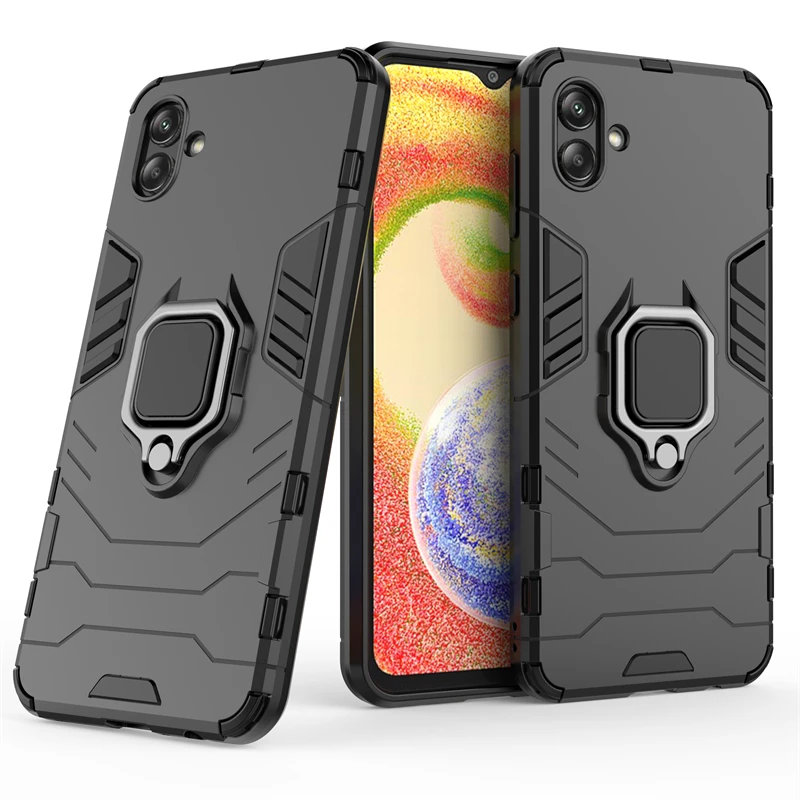 For Samsung Galaxy A04 Cover Case for Samsung A04 A33 A23 A53 A73 A04S PC Armor Ring Stand Magnetic Holder Case For Samsung A04