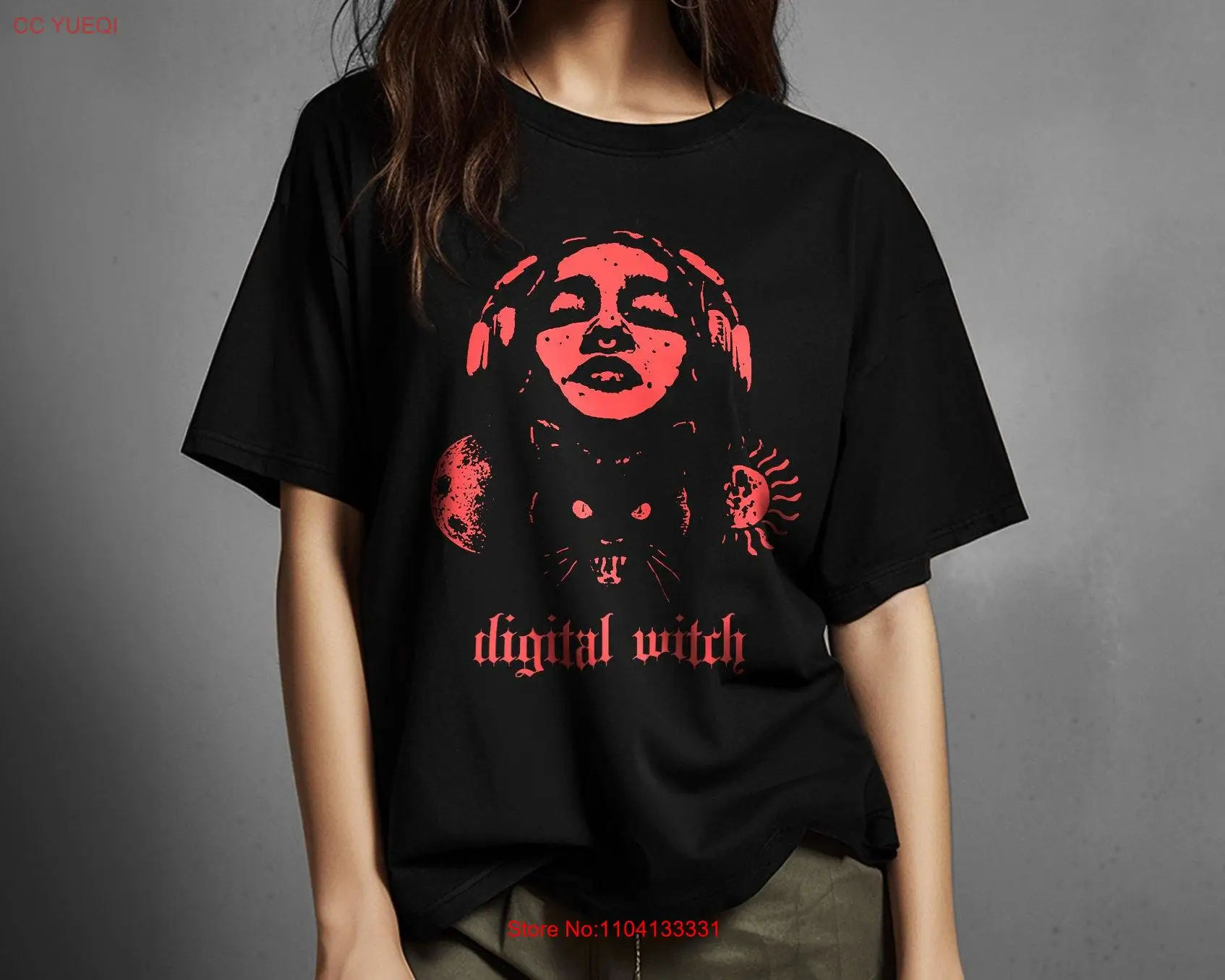 Футболка с красным солнцем и луной темная альтернатива наряды для девочек Witchcore