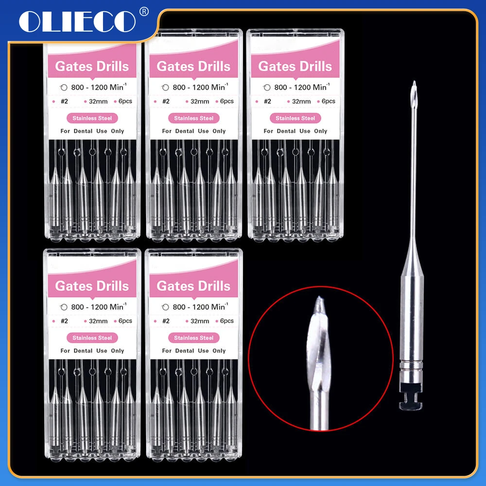 OLIECO 30pcs Dental Endodontic Drill Gates Glidden Rotary Peeso Reamers Stainless Steel Engine Use 32mm Endo Files Dentist Tool