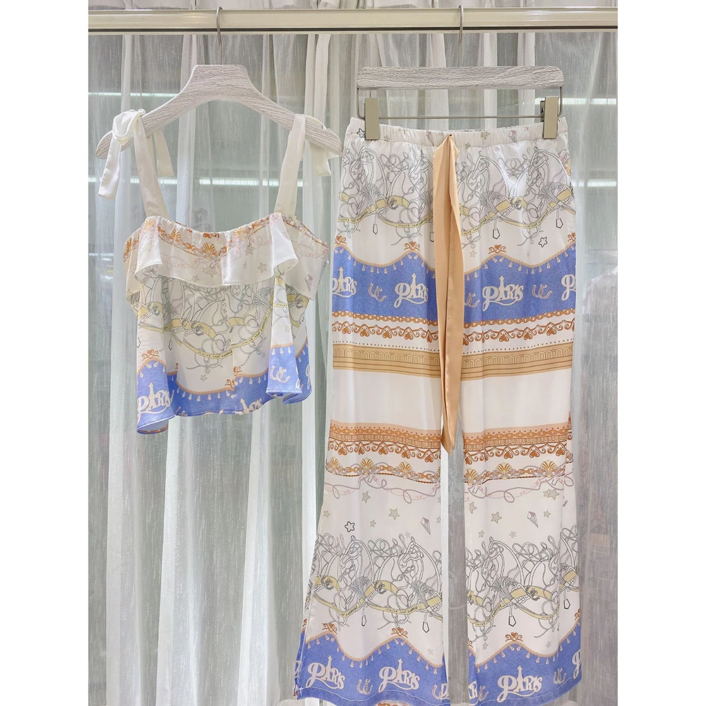 Летний женский пижамный комплект в европейском стиле Шелковый из вискозы на