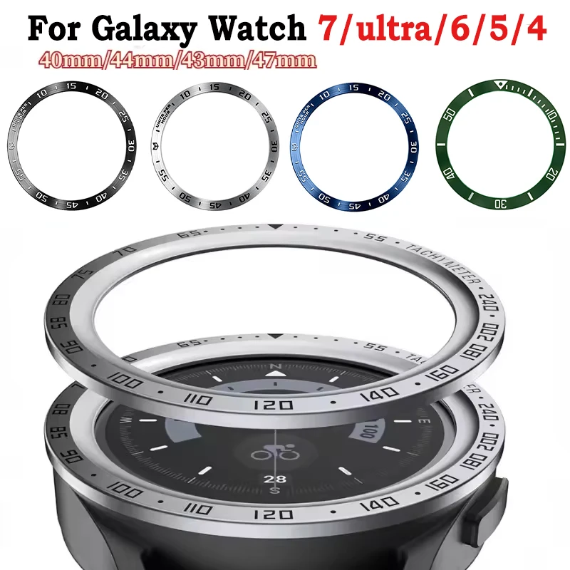 Фото Metal Bezel For Samsung Galaxy Watch 7/ultra/6/5/4 40/44/47mm Time/Speed Scale Frame Protective Ring Watch 6/4Classic 47 43 46mm №1