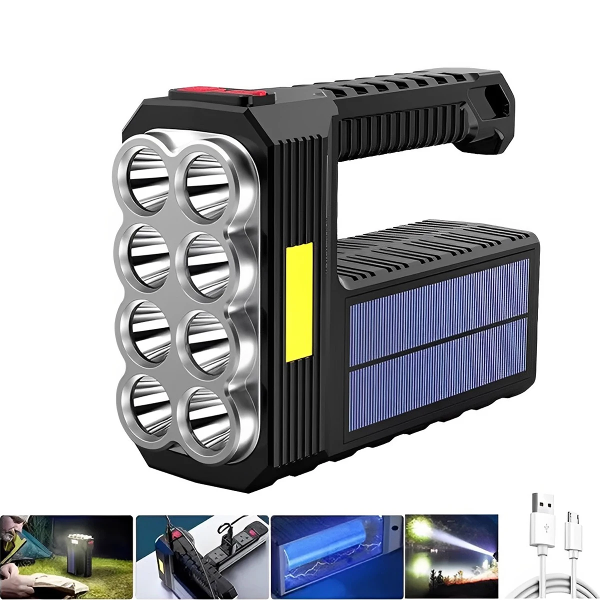 

Super Bright Flashlight LED Torch Light Waterproof COB Flashlight Outdoor Emergency Lamp 500 LM Solar/USB Charging Camping Torch